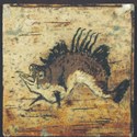 Martin Brothers stoneware tile incised with grotesque scaly fish